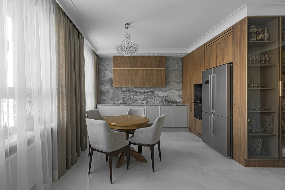 Кухня из шпона ореха в ЖК Левада
