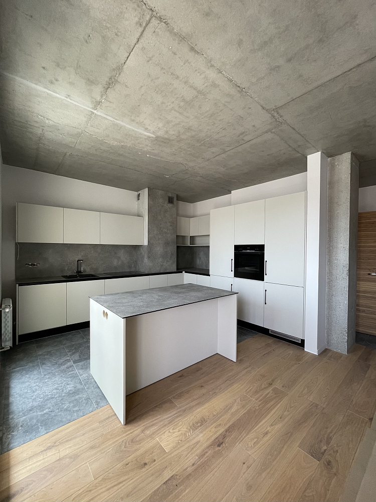 Кухня  лофт с фасадами AGT с компакт-пплитой