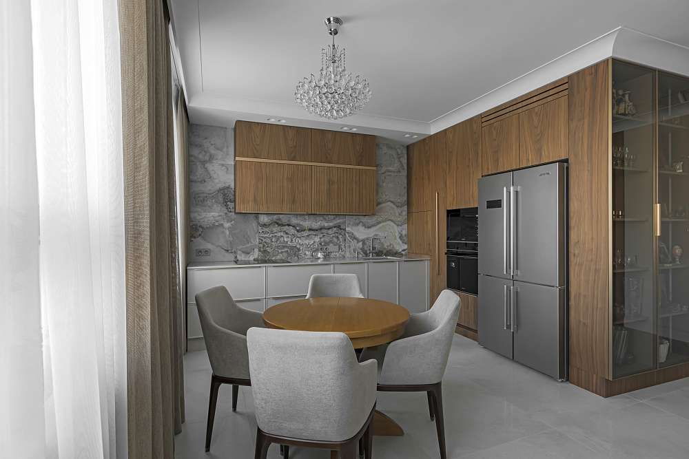 Кухня из шпона ореха в ЖК Левада